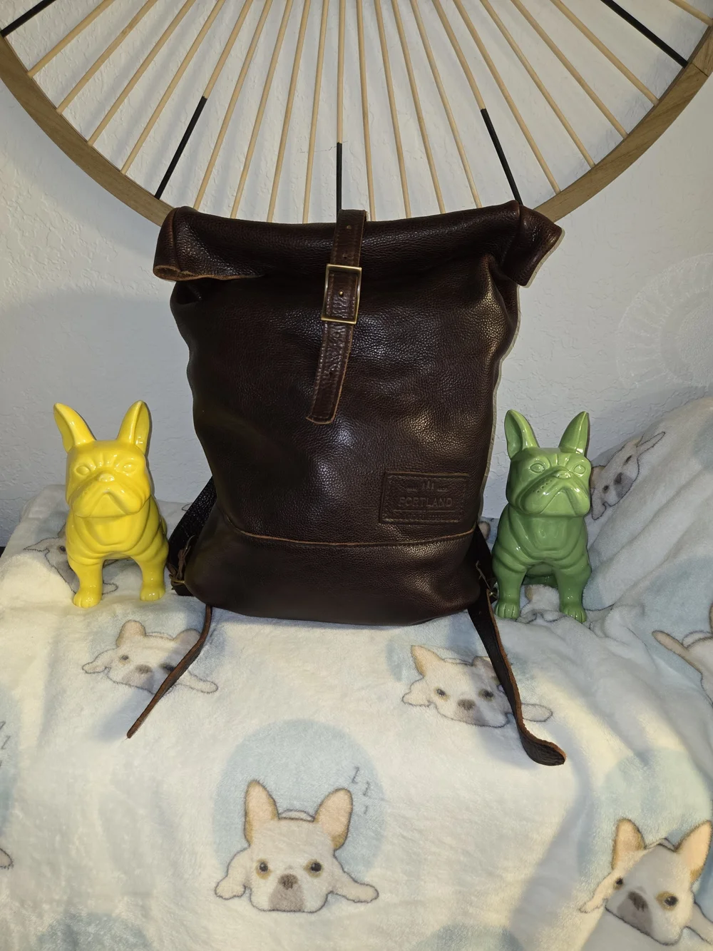 Portland Leather Dark Brown Roll-Top Backpack